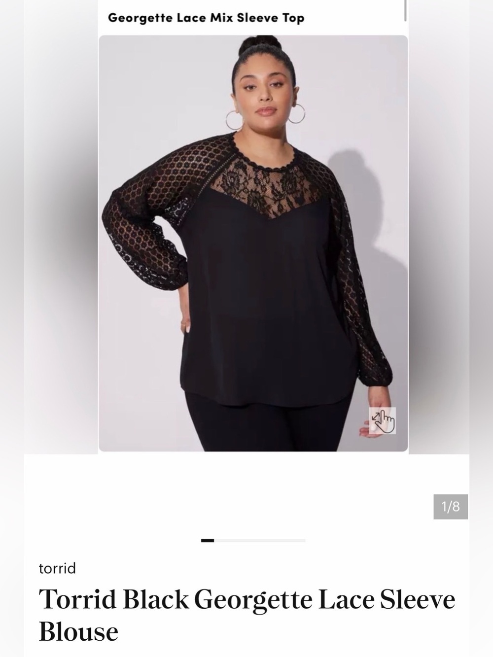 torrid Black Lace Yoke Georgette Blouse